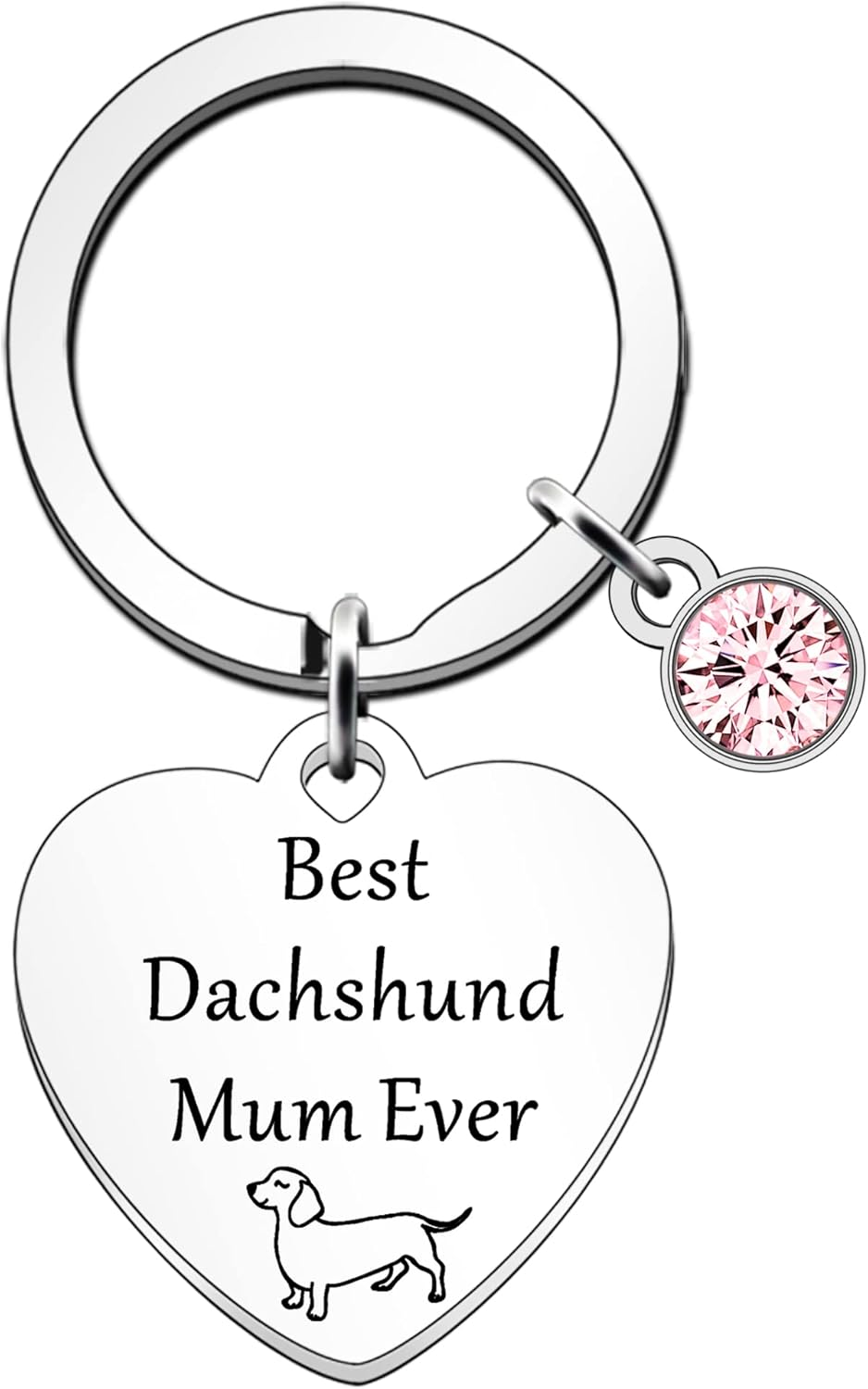 Dachshund Mum Gifts for Woman Keyring - Dachshund Lover Gifts for Best Friend Birthday Christmas Best Dachshund Mum Ever, Silver, One Size image number 1