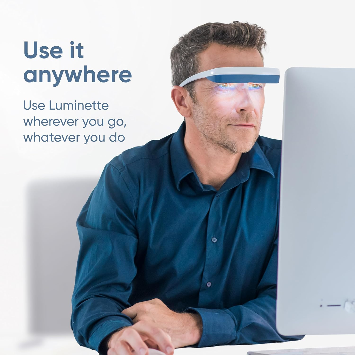 Luminette 3 Light Therapy Glasses - Wearable Light Therapy Lamp - Blue Enriched White LED Sunlight Lamp - Natural Relief for Sleep Problems, Seasonal Mood Disorders & Jet Lag (Grey) - Green image number 6