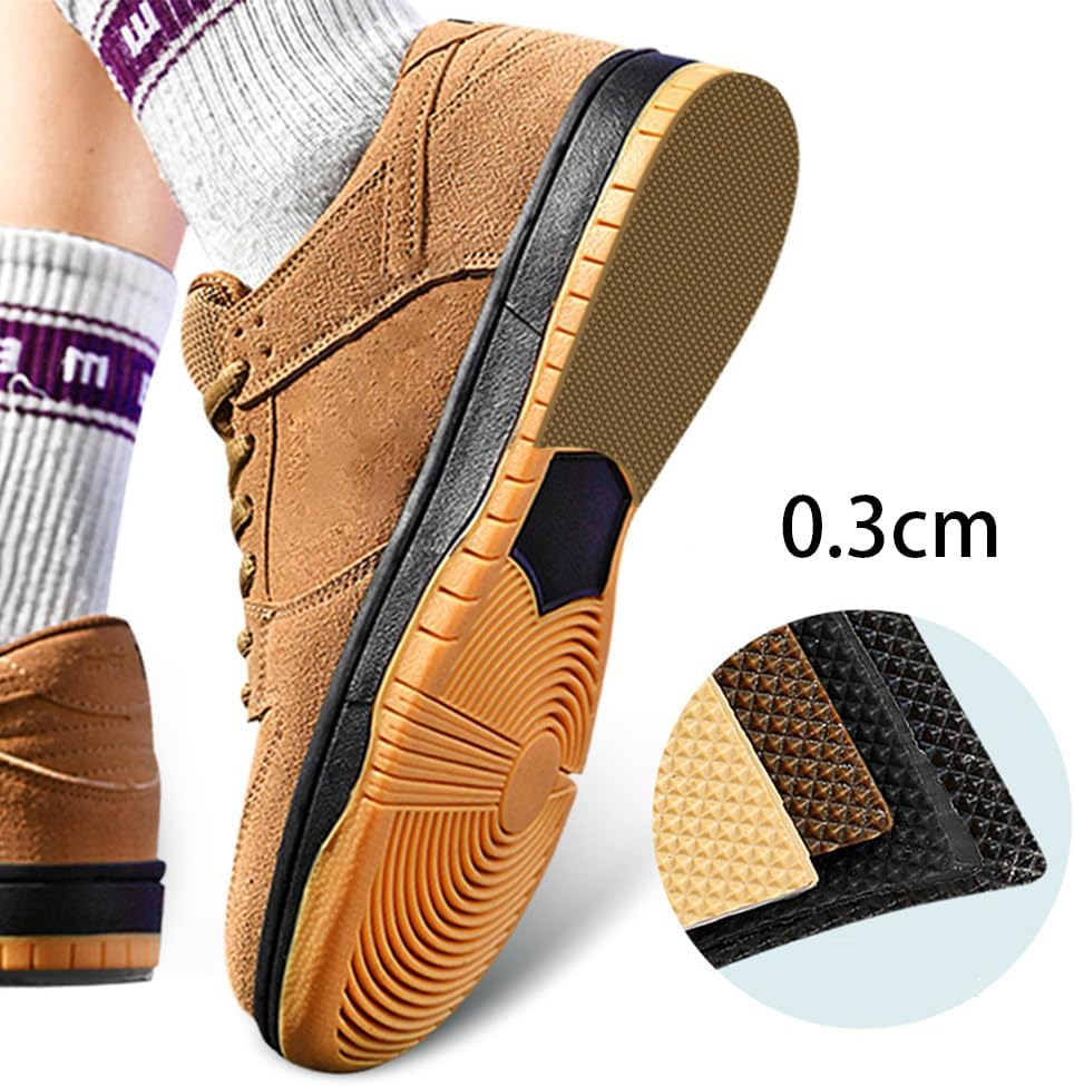 1 Pair anti Slip Rubber Shoe Soles anti Skid Rubber Soles Thickness 3Mm Rubber anti Skid Shoes Heels Repairing Tool for DIY Shoe Repair, Shoe Repair Rubber Heel Replacement anti Slip Heel Pads (Black) - Apricot image number 5