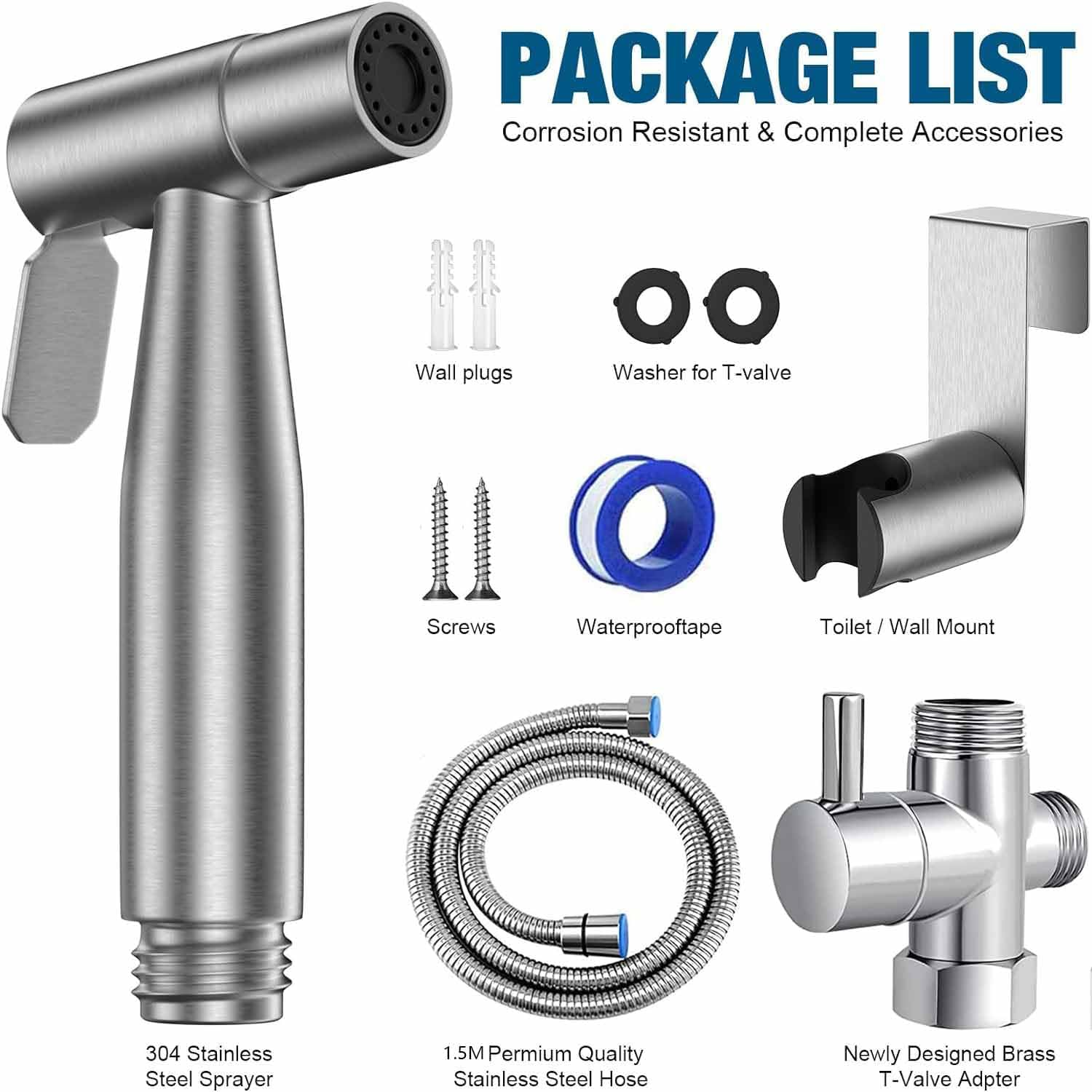 Handheld Bidet Sprayer for Toilet, Muslim Shower Water Jet Sprayer for Toilet, Cloth Diaper Sprayer Bidets for Existing Toilets, Adjustable Water Pressure Toilet Bidet Sprayer with Bidet Hose ﻿ image number 5