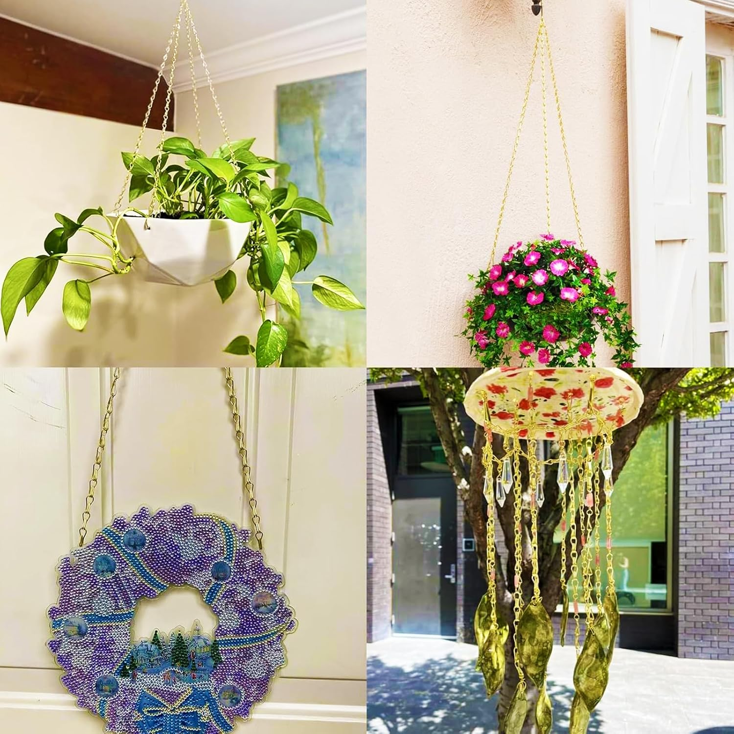 RIFNY Gold Chain for Hanging Plants, 20 Inch Small Plant Chains for Hanging Baskets Kits with Hooks for Bird Feeders Planters Billboards Lanterns Wind Chimes Ornaments Outdoor Indoor Use (10 PCS) image number 1
