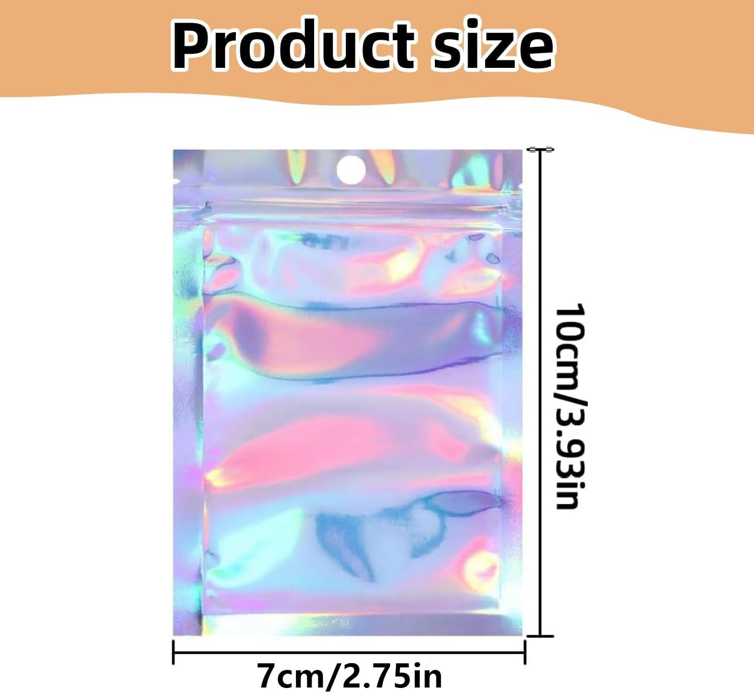 Foil Pouch Bags, 100 PCS Clear Resealable,Holographic Zip Lock Bags for Party Favor, Food Storage (7X 10Cm) image number 1