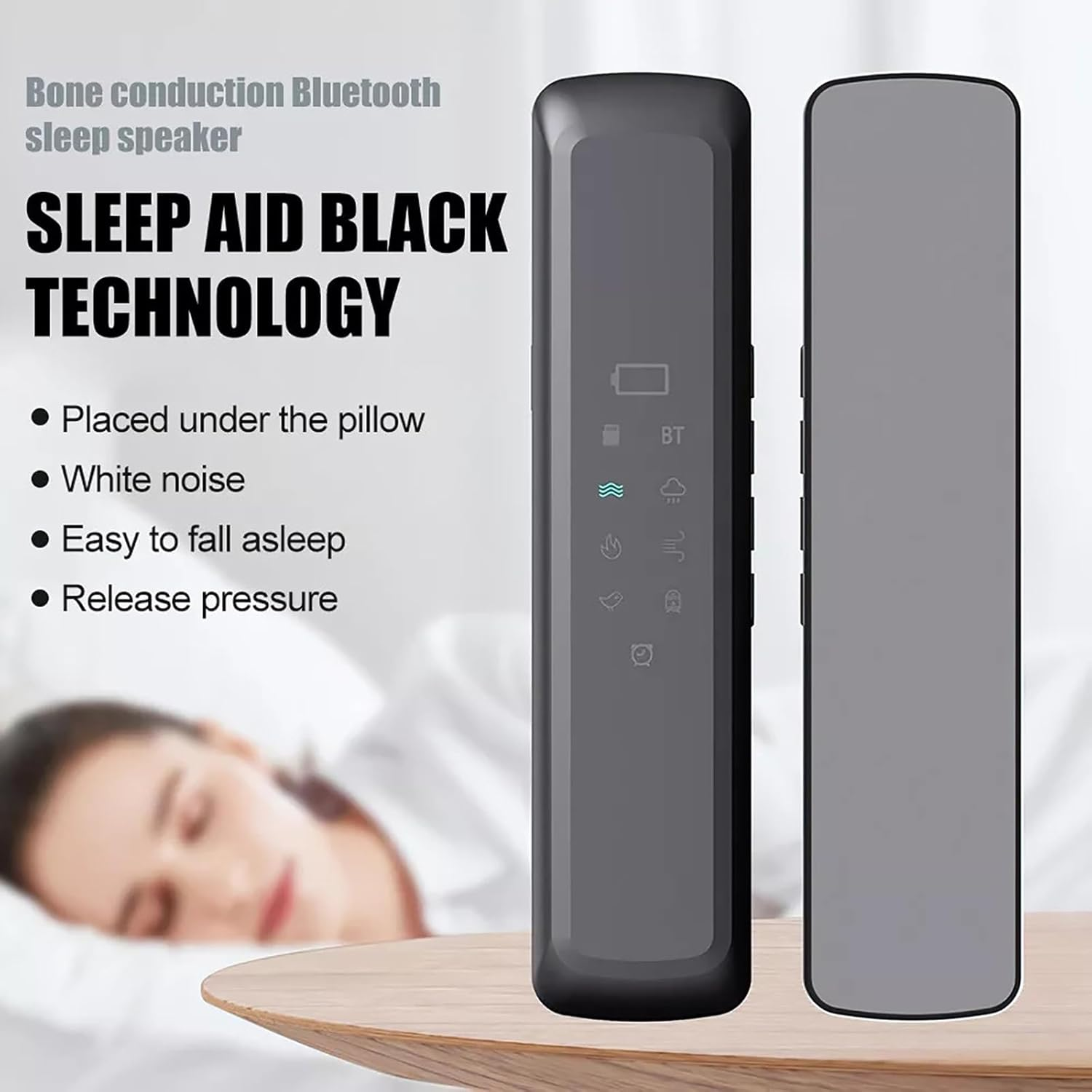 Pillow Speaker for Sleeping 6 Decompression Sounds Timed Shutdown Support TF Card Bone Conduction Bluetooth Speaker