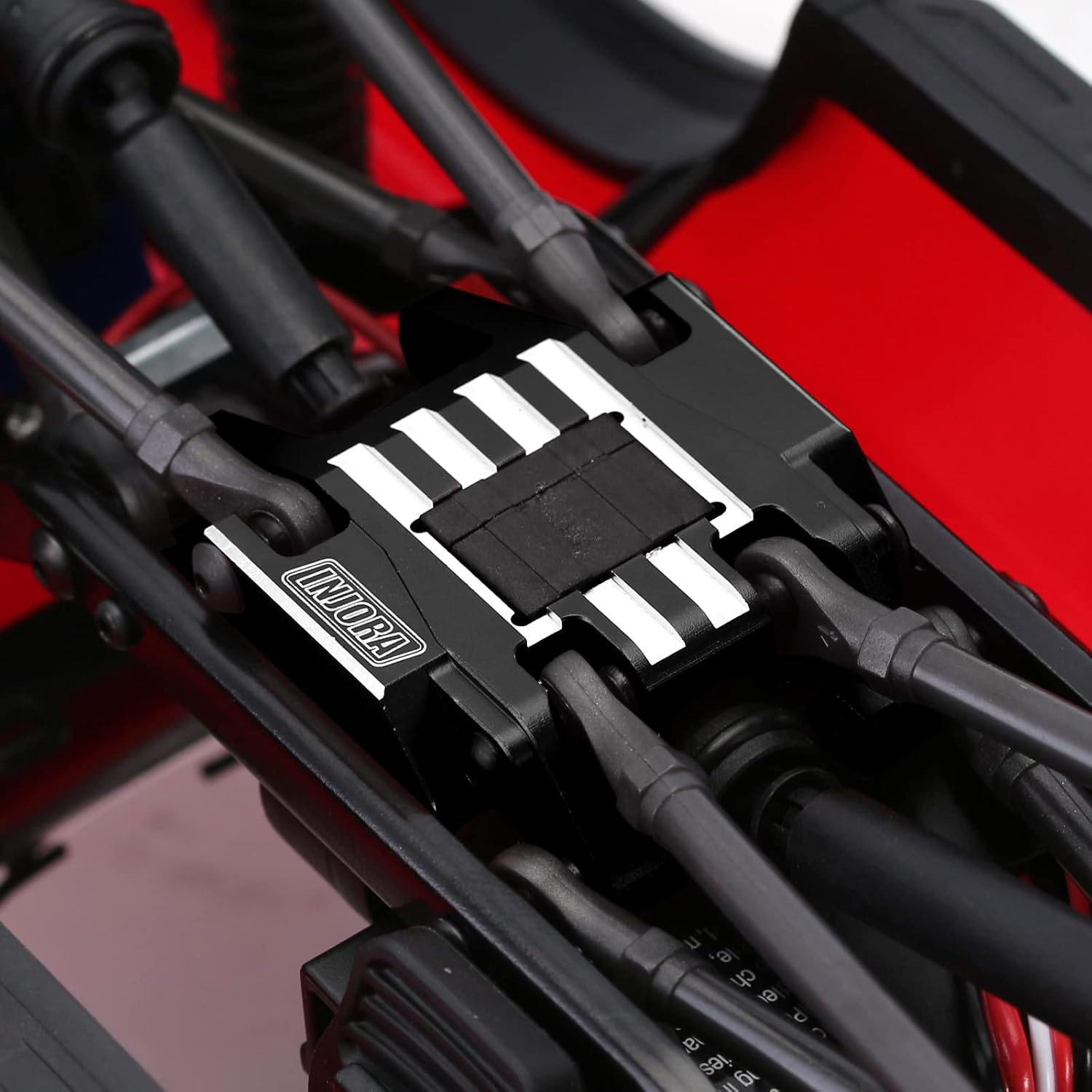 INJORA Skid Plate CNC Aliuminum Transmission Mount for TRX4M 1/18 RC Crawler Car Upgrade Parts, 16G(Black) image number 4