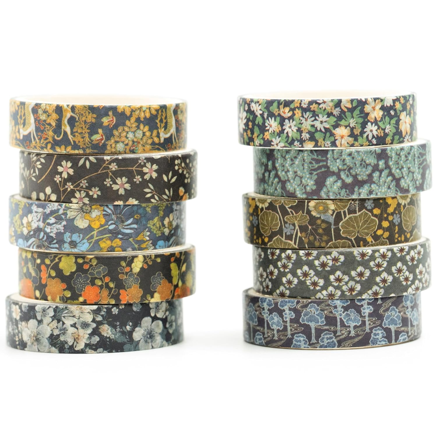 12 Rolls Ukiyo-E Style Washi Tape Set Japanese Kyoto Arts Adhesive Tapes Skinny Decorative Masking Tape Sets for Craft, Kids, Scrapbook, DIY, Gift Wrapping (Blooming Heritage) image number 1