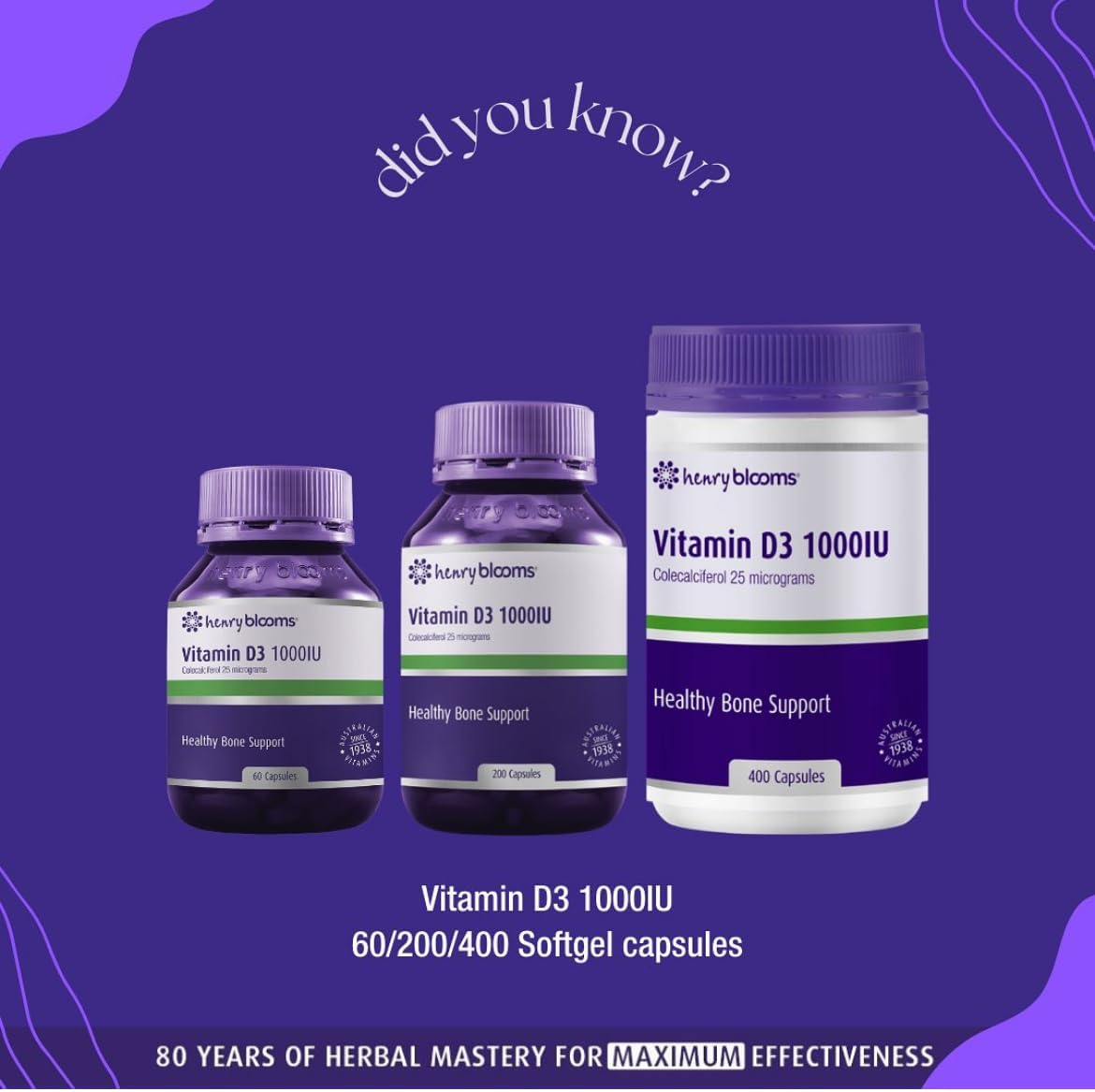 Henry Blooms 1000IU Vitamin D3, 400 CAPSULES, 0.2 Kilograms image number 5