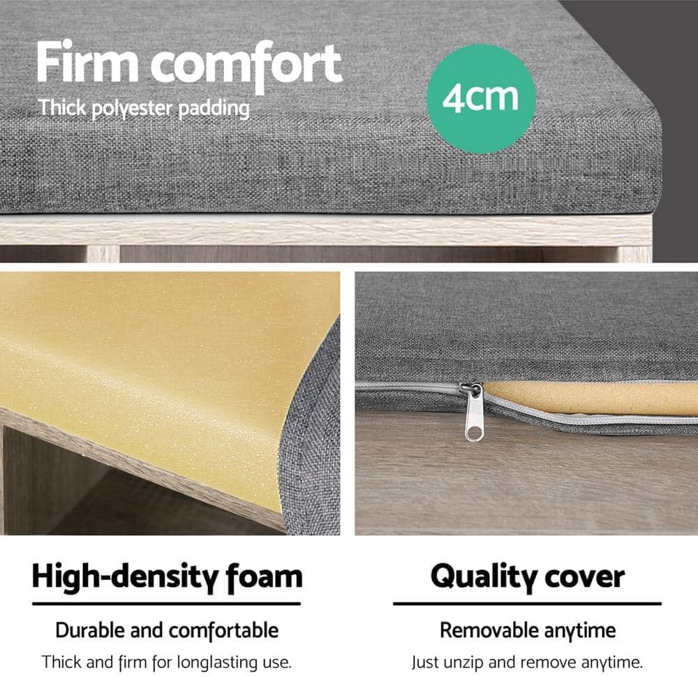 Artiss Shoe Rack Bench, Wood Shoes Storage Cabinet Organiser Benches Seat Drawers Shelf Organizer Home Decor Indoor Outdoor Bedroom Hallway Furniture, Durable and Strong Beige - Natural image number 3