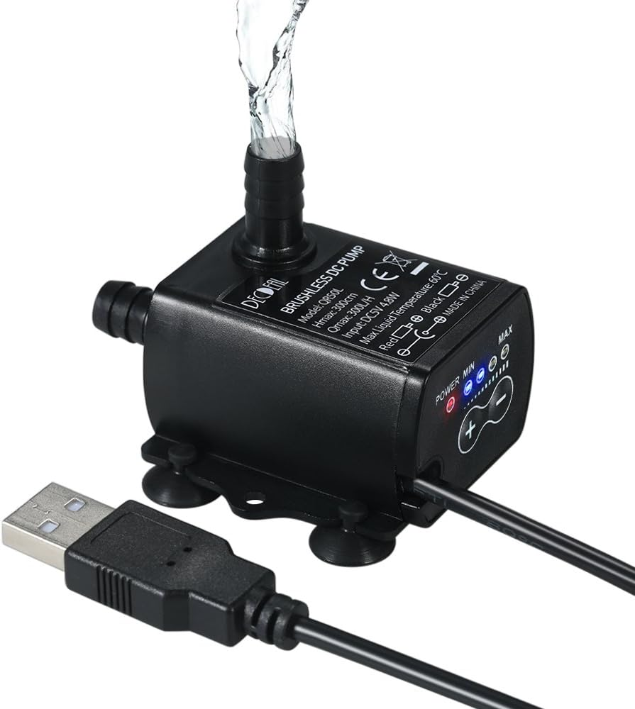 ZIEM Ultra-Quiet Mini USB DC5V 4.8W 300L/H Lift 300Cm Brushless Water Pump Waterproof Submersible Fountain with Flow Adjustment Function image number 2