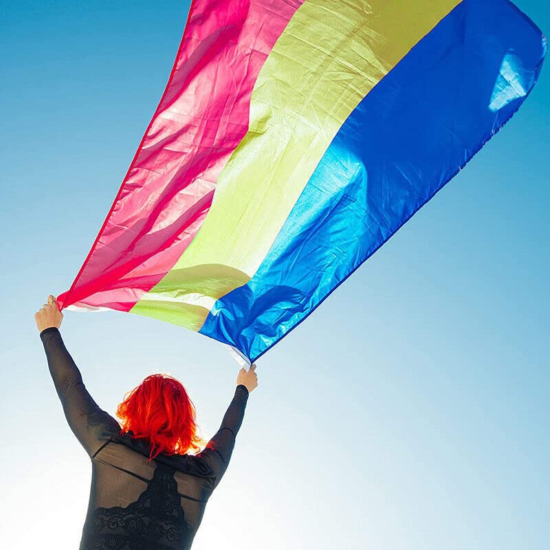 AIMALL Pansexual LARGE Flag 150X90Cm Pan Sexual LGBT Lesbian Gay Rainbow Mardi Gras New image number 4