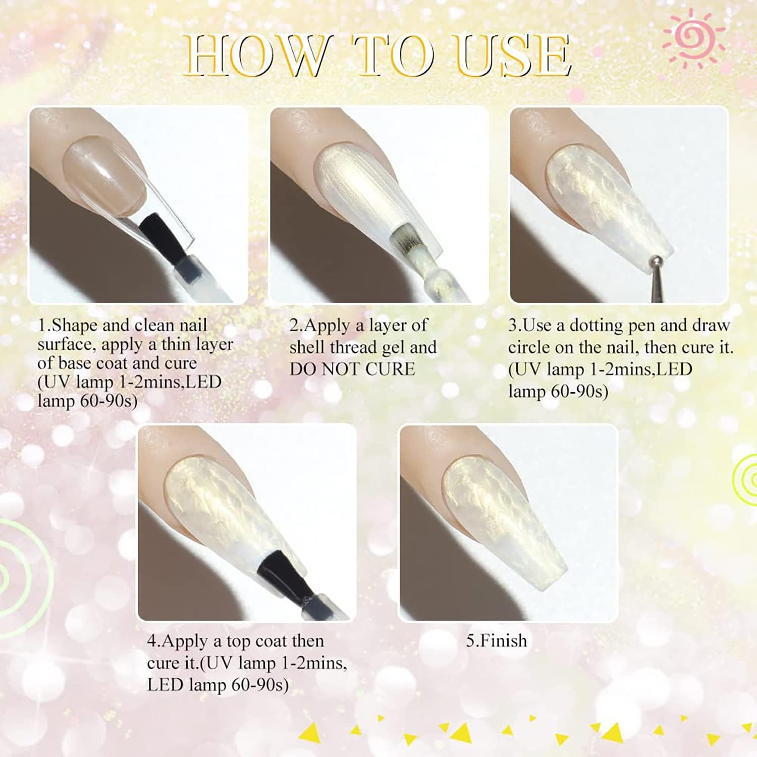 Vishine Pearl Gel Nail Polish,16Ml Glitter Gel Polish Shell Thread Effect Soak off UV LED Shimmer Nail Gel for Nail Salon Home DIY Manicure 0.54Oz image number 3