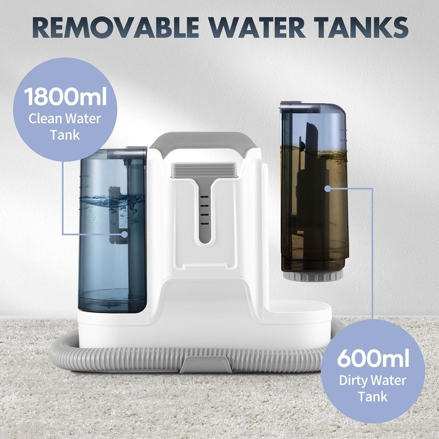 MAXKON Carpet Upholstery Cleaner Spot Vacuum Fabric Sofa Rug Stain Remover Mattress Car Seat Pet Stain Curtain Cleaning Machine 2 Tanks image number 1