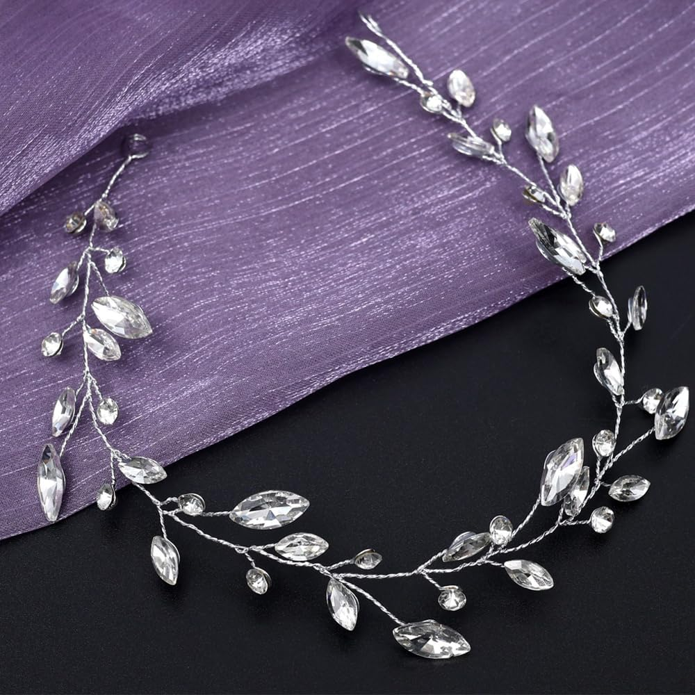 XFSRG Hair Accessories Women'S Wedding Vine Crystal Headband Rhinestone Headband Elegant Headband Hair Tendril for Bride and Girls image number 3