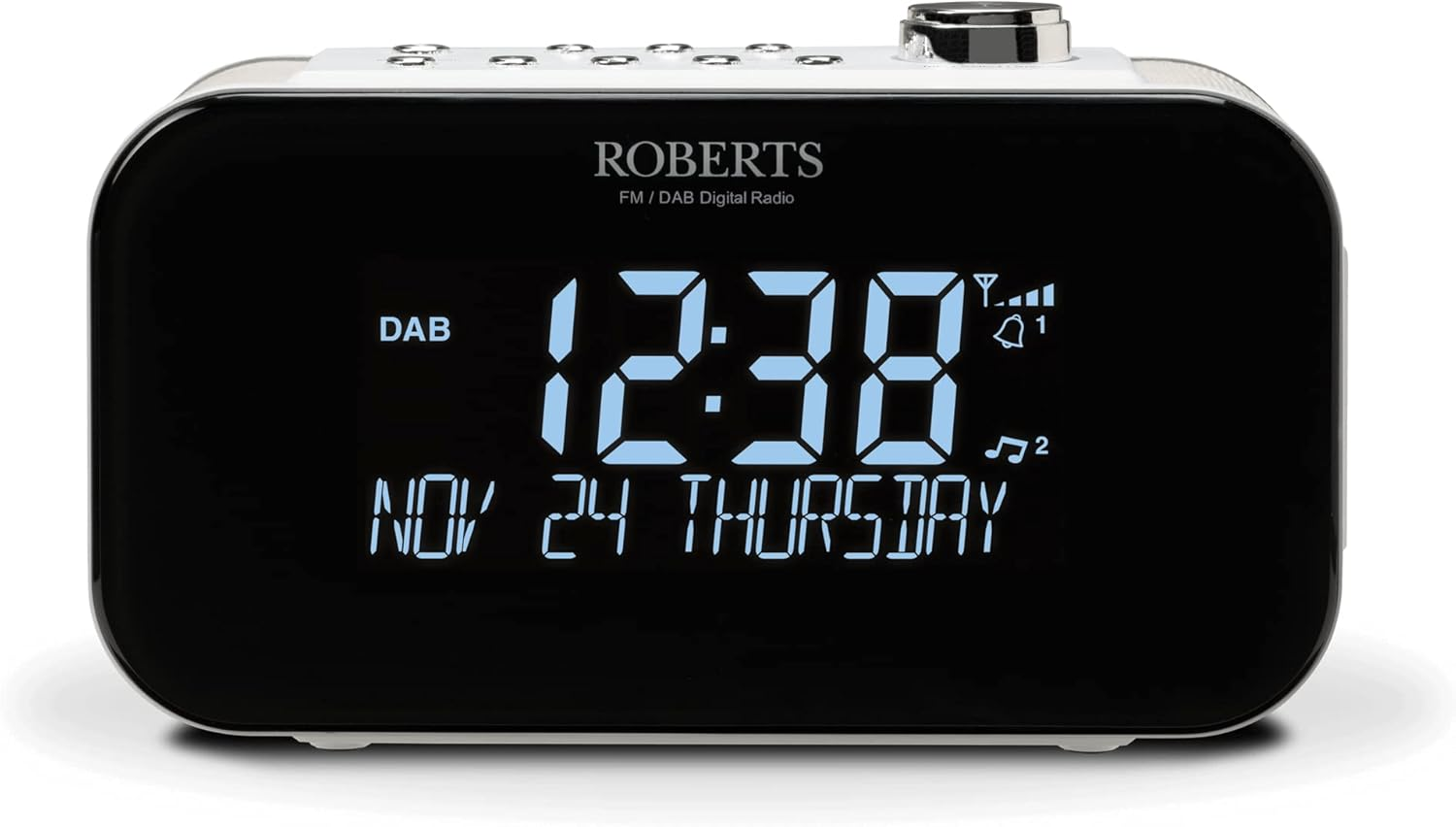 Roberts Ortus 3 DAB/DAB+/FM Alarm Clock Radio - White - USB Smartphone Charging image number 2