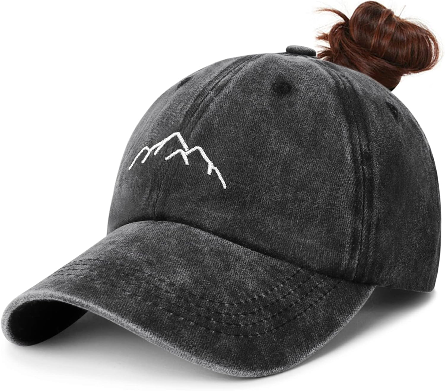 Ponytail Baseball Cap for Women &ndash; Adjustable, Breathable Cotton, Sun Protection, High Ponytail Hole, Vintage Washed Style &ndash; Comfortable & Stylish Activewear Hat