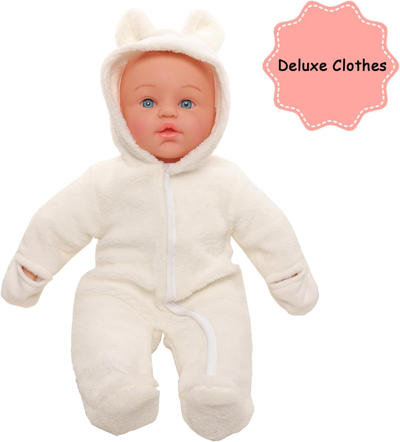 Barwa 15 Inch Baby Doll with Cute Jumpsuit Soft-Body Realistic Lifelike Baby Dolls Silicone Rebirth Baby Dolls Cute Outfits for Toddlers image number 6