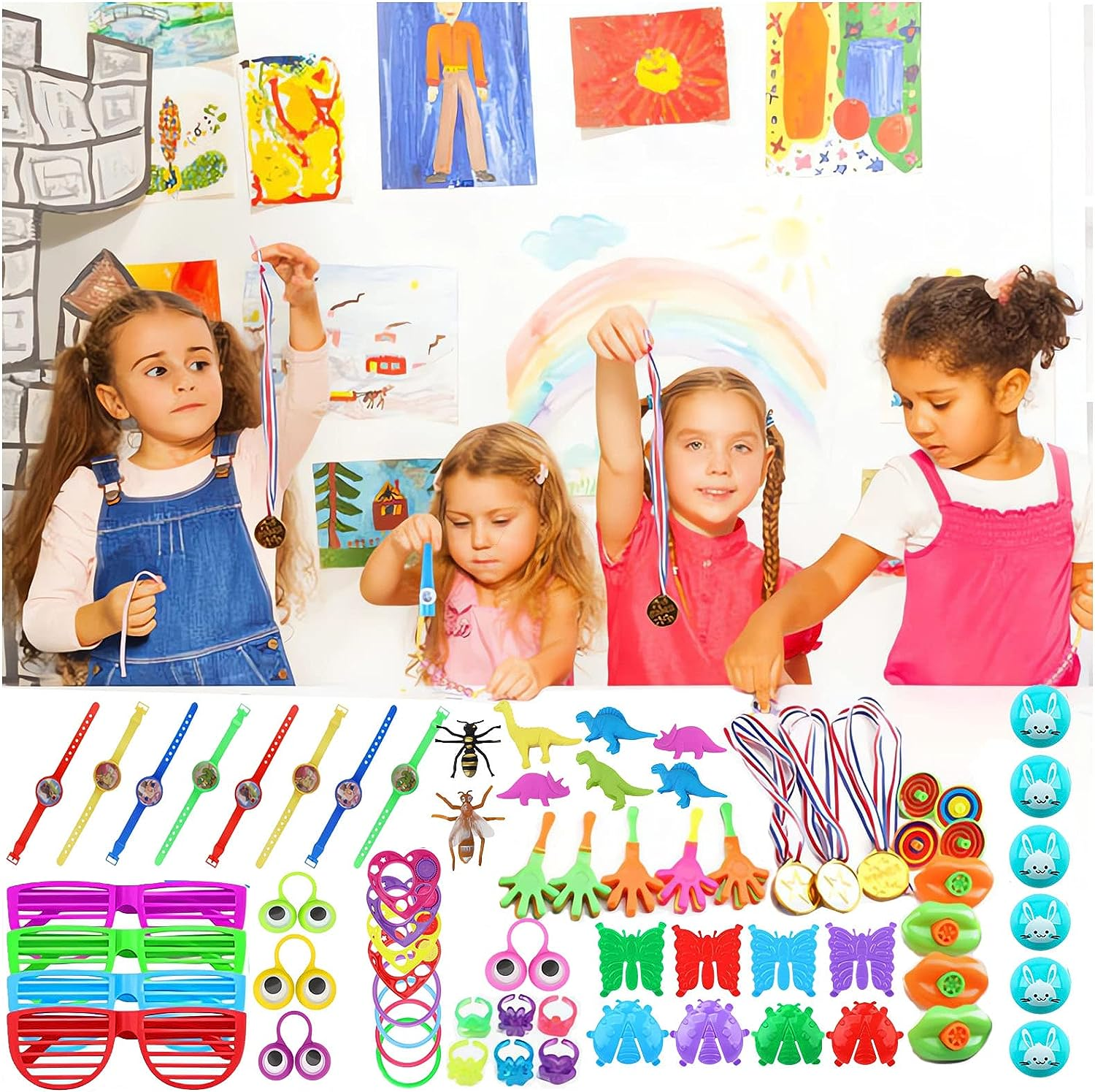 120 Pcs Kids Party Bag Fillers, Party Gifts for Children Birthday, Goodie Bag Fillers, Assortment Treasure Box Prizes, Prizes for Kids Classroom Rewards, Carnival Prizes image number 1