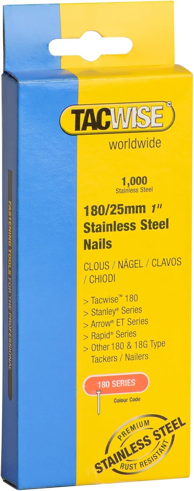 Tacwise 1068 Type 180/35 Mm Stainless Steel 18G Brad Nails, Pack of 1000 image number 1