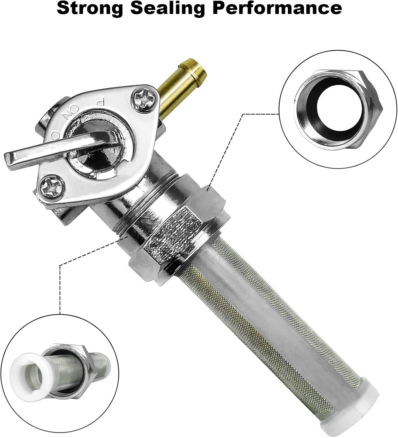 Petcock Fuel Valve 22Mm with Left Spigot 90 Outlet Shut off Valve Switch Fits for Harley Davidson Low Rider Dyna Fatboy Heritage Softail Springer Sport Glide Sportster image number 1
