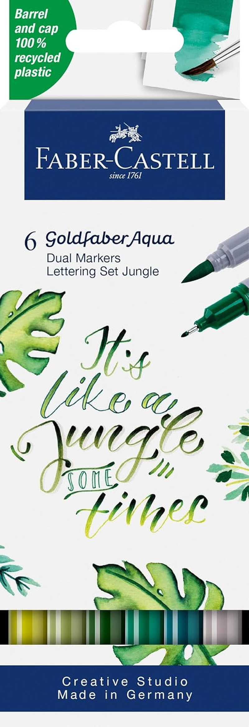Faber-Castell 164517 Goldfaber Aqua Dual Markers Lettering Set, Jungle (Pack of 6) image number 5