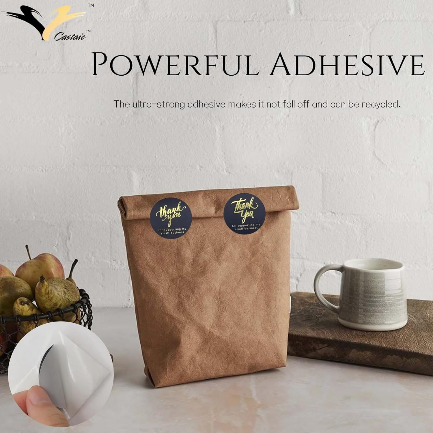 Castaic 500Pcs,1.5 Inch round &ldquo;Thank You&rdquo; Stickers, Business Labels Stickers for Gifts Bags, Envelopes, Packing, Wedding and Others (Black) image number 4