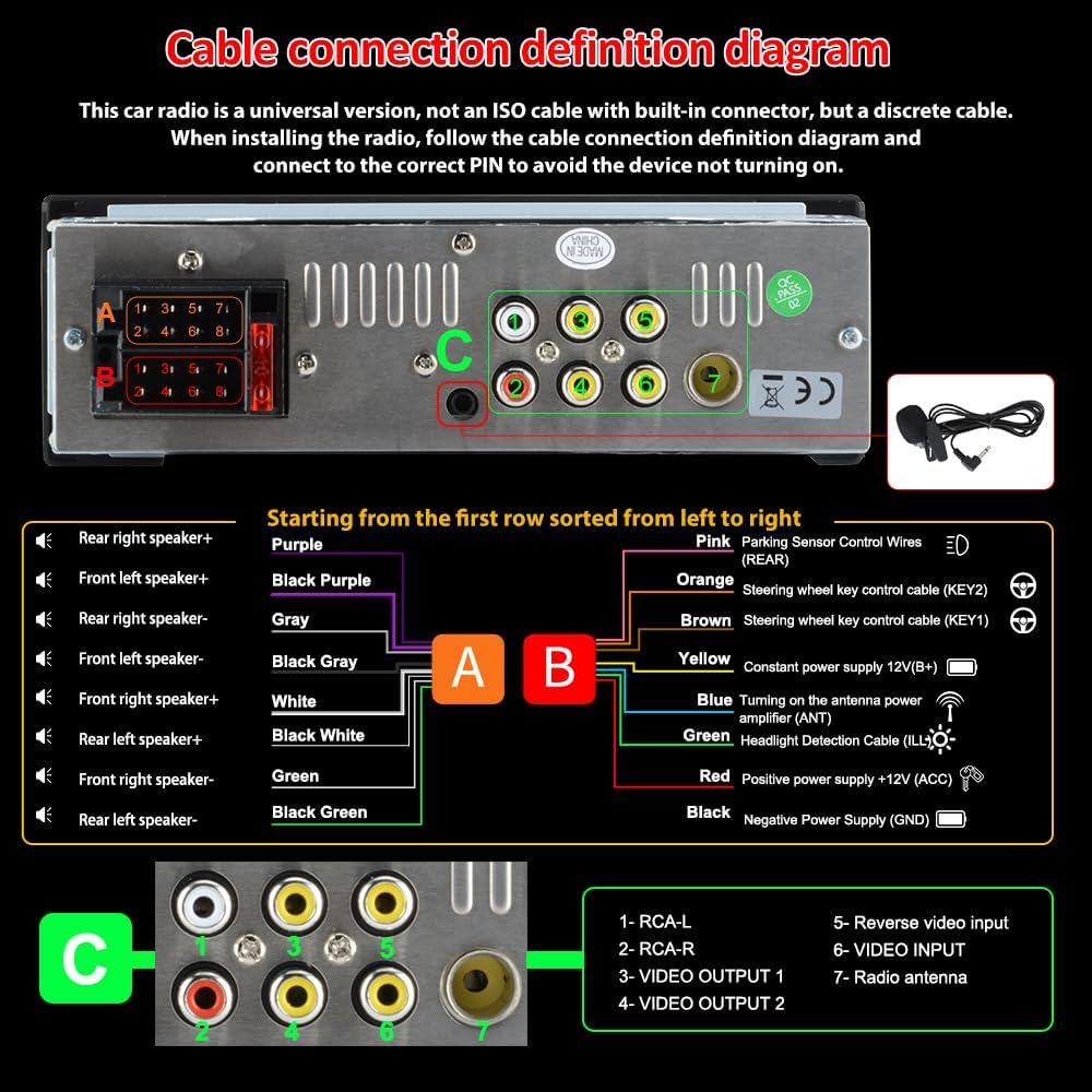 Junsun Single DIN Car Stereo with Carplay and Android Auto, Radio 1 Din with Reversing Camera FM Type-C Port Function image number 4