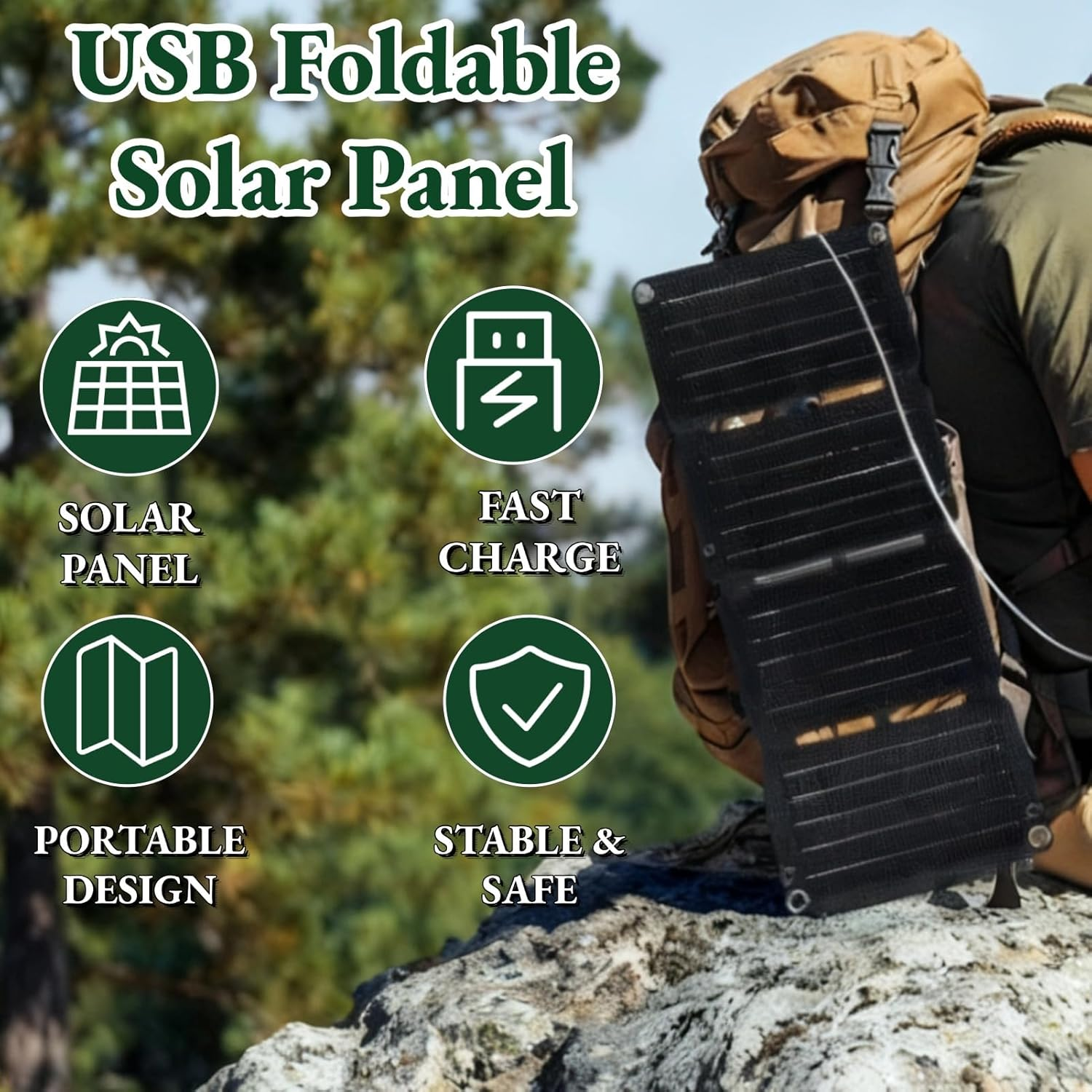 Sharainn 40W Foldable Solar Panel Charger, 12V Monocrystalline Solar Charger, Supports Fast Charge QC Technology, Folding Solar Panels for Camping, Hiking, Backpacking image number 6