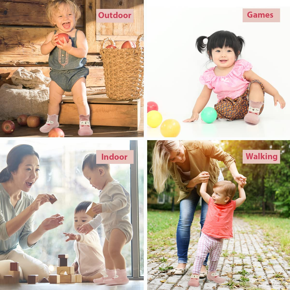 Anti-Slip Baby Toddler First Walking Sock Shoes, [Cute Animal] Cotton Lightweight Slip-On Shoes with Soft Rubber Sole Unisex Non-Skid Indoor Outdoor Floor Slipper Breathable Kid Girls Boys Socks Boots image number 5