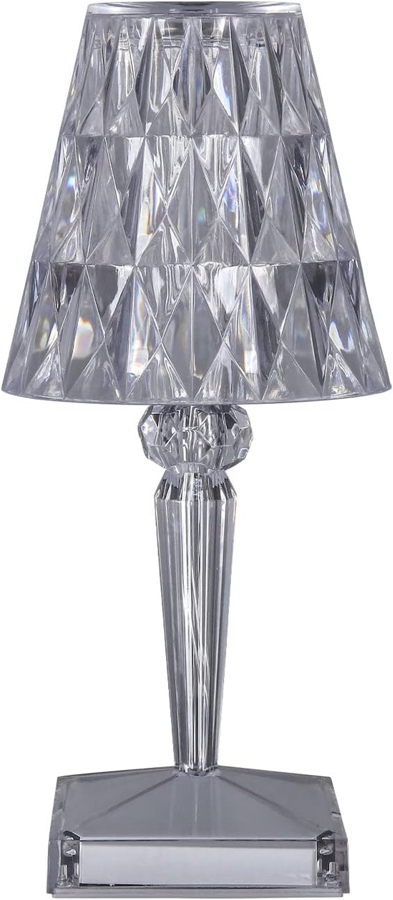 Lightsup Online Eugenia Crystal-Cut Clear Acrylic Touch Table Lamp, Wireless Rechargeable Battery Operated Night Light with 3 Color Temperatures for Bedroom, Living Room, Desk Decor image number 6