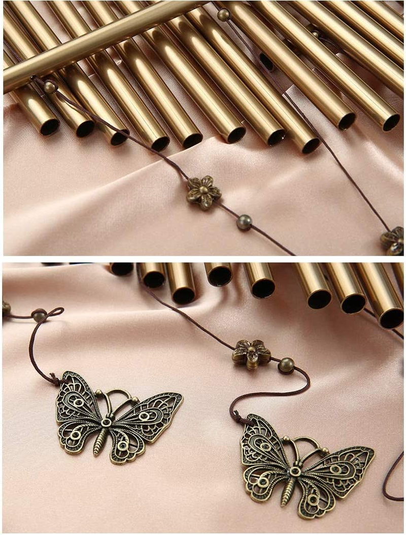 Harp Wind Chimes with 4 Butterflies, Vivid Tone Wind Bell for Love & Memories Vintage Hanging Decoration Indoor & Outdoor Handcraft Hanging Ornament image number 5