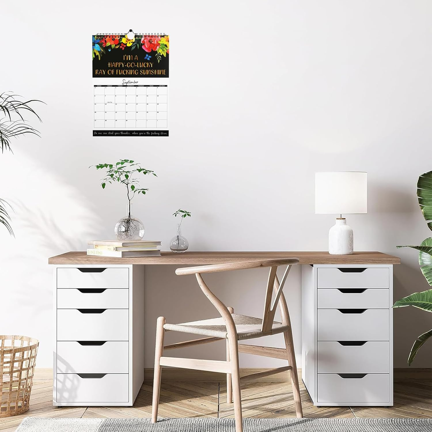 2026 Funny Wall Calendar for Women - Tired-Ass Fu-Ck It Calendar with Swear Words, Monthly Planner for Office & Home Decor (A) image number 1