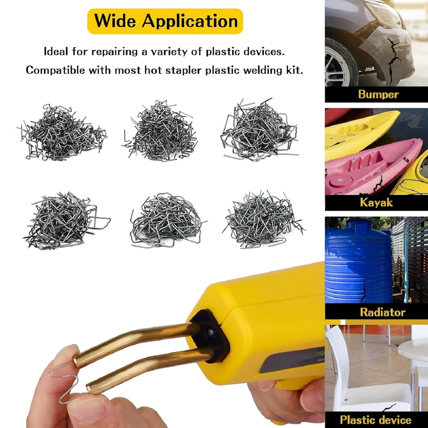 3000Pcs Welder Staples, 6 Shape of Hot Staples for Automotive Repair Machine Welding with Storage Box, Car Auto Bumpers, Welding Repair Tool Kit for All Cars image number 1
