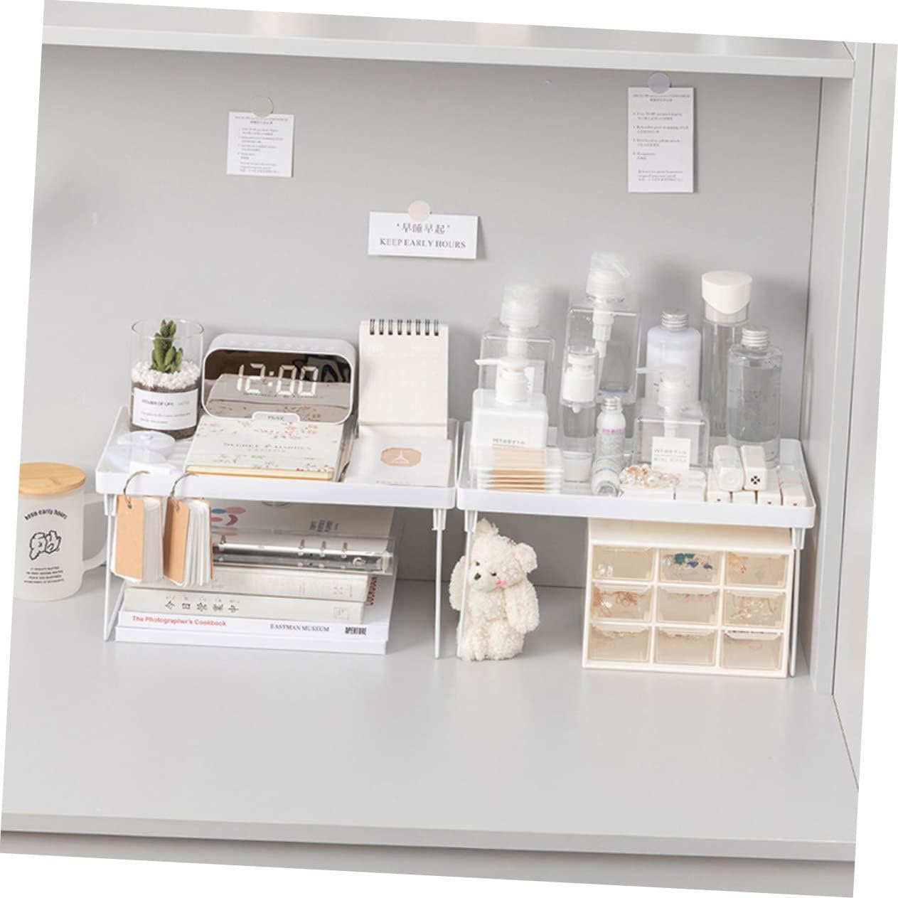 GRIRIW Iron Shelf Kitchenware Rack Storage Rack Desktop Cabinet Shelf Iron Art Layered Organizer for Kitchen Cabinet 2Pcs (Small Medium) for Home Pantry image number 4