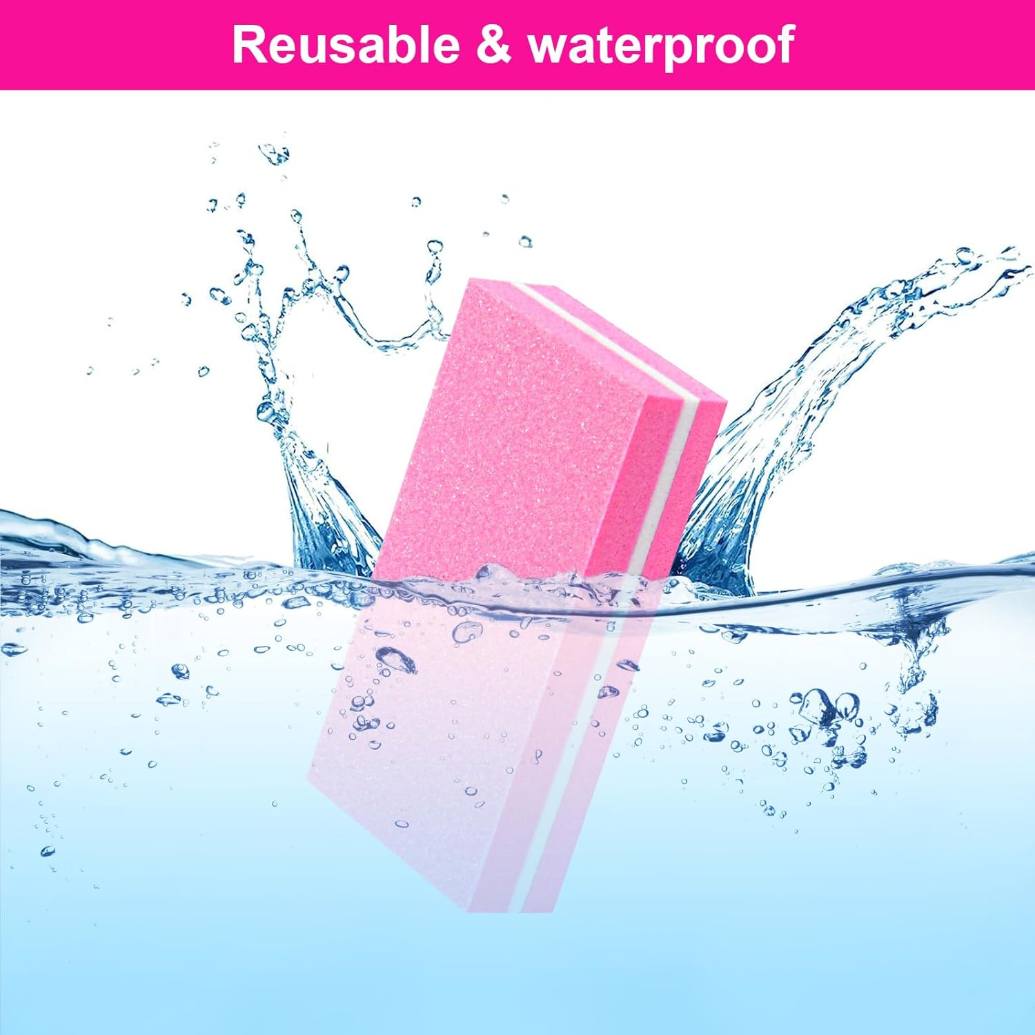Diesisa Buffer Block Nail File, 100/180 Grit Sponge Nail Buffers for Acrylic Nails, Mini Buffing Block Double Sided for Manicure Tools 30 Count - Pink - Pink image number 2