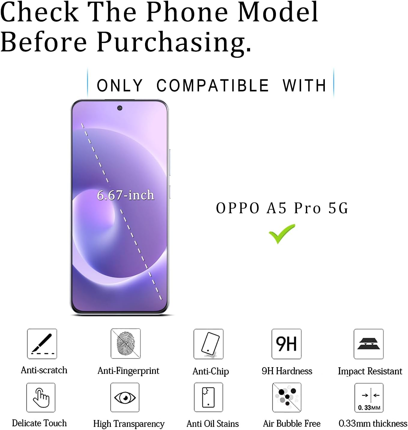 [2 Pack] KATIN Screen Protector for OPPO A5 Pro 5G/ OPPO A5X Tempered Glass, Easy Installation, anti Scratch, Bubble Free image number 5