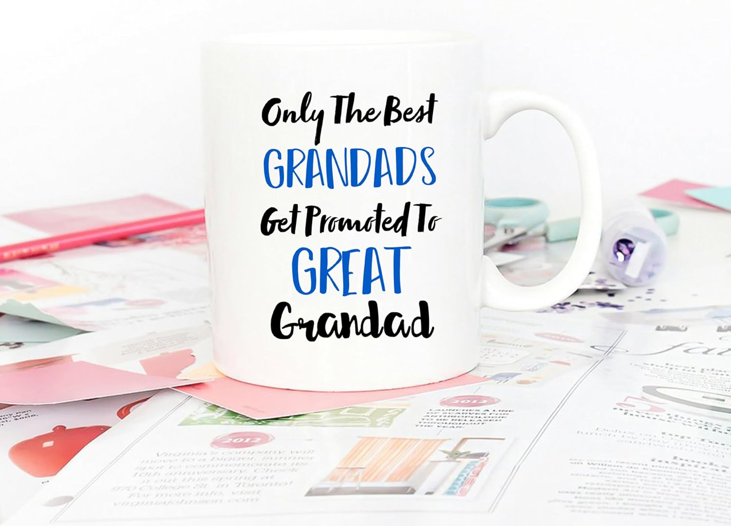 5Aup Fathers Day Great Grandad Mug from Granddaughter Grandson, Only the Best Grandads Get Promoted to Great Grandad Coffee Cup for Grandfather 11 Oz image number 4