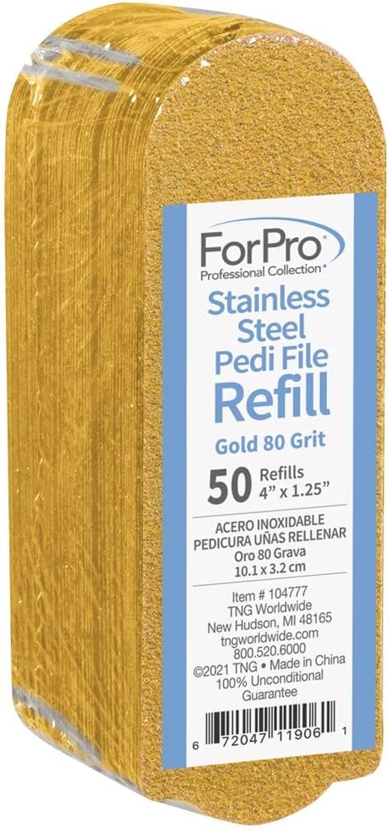 Forpro Professional Collection Stainless Steel Pedi File Refill, 100 Grit, Black, Ez-Strip Peel Pedicure Refill Pads, 1.25 W X 4 L, 50-Count