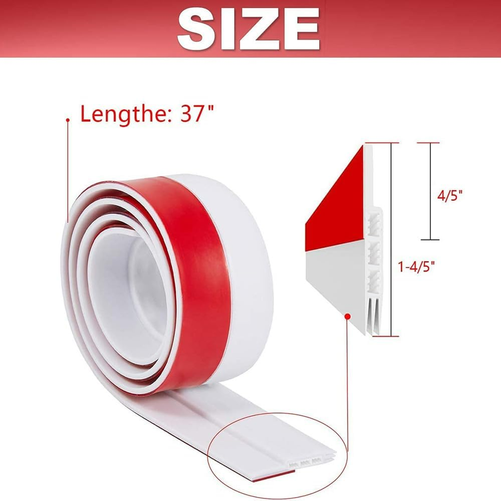Door Draft Stopper under Door Draft Blocker Insulator Door Sweep Weather Stripping Noise Stopper Strong Adhesive, White