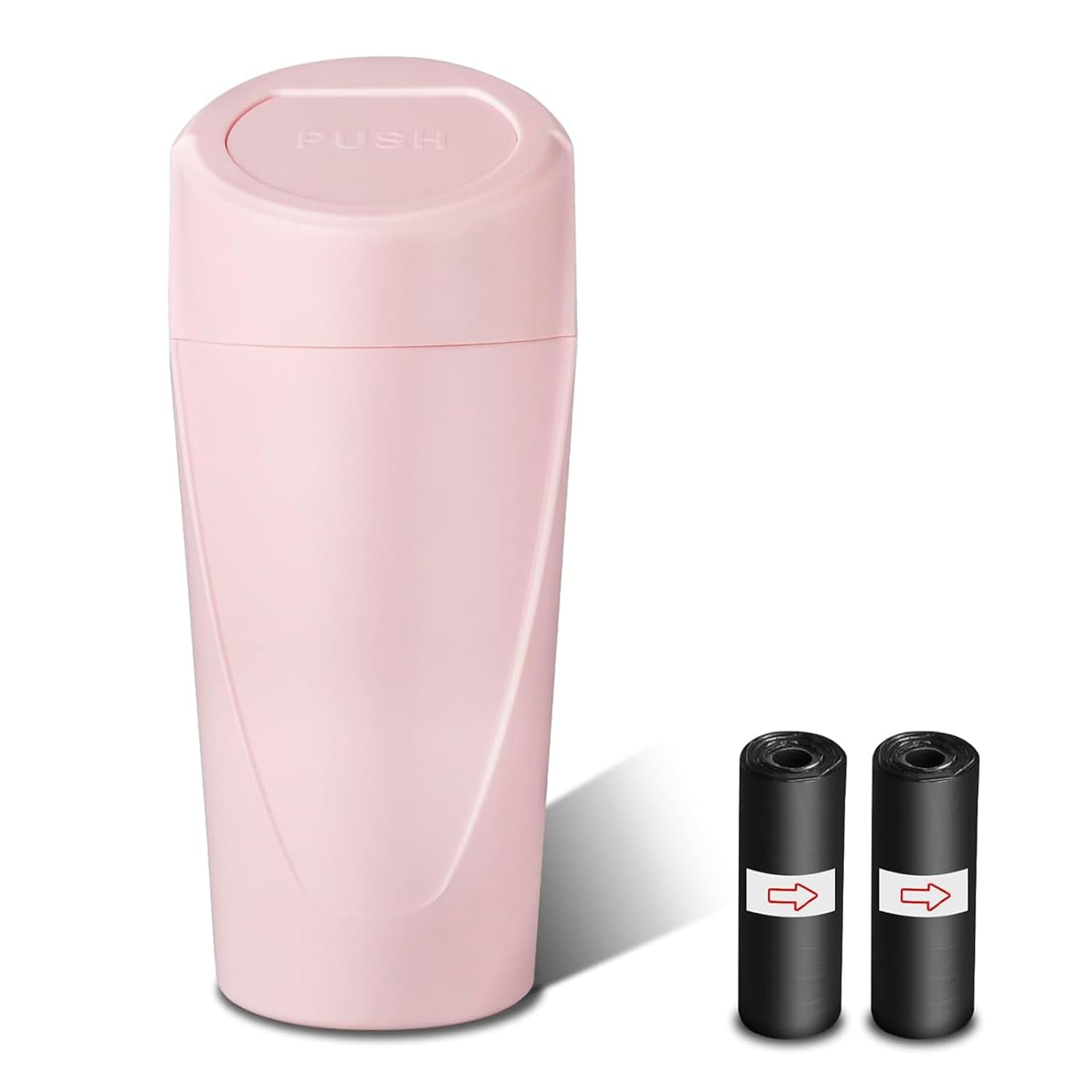 Car Trash Can with Lid, Leakproof Garbage Can with 40 Attached Trash Bags, Mini Essential Car Accessories for Interior, SUV, Home, Office (Sakura Pink) - 2Pack Black image number 6