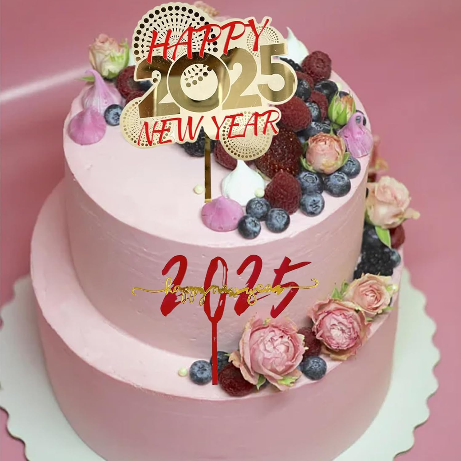 6 Pcs 2025 Cake Topper Happy New Year Acrylic Cake Toppers Baby Shower Cake Birthday Party Cake Flag Decorations Christmas Anniversary Graduation Home Supplies image number 5