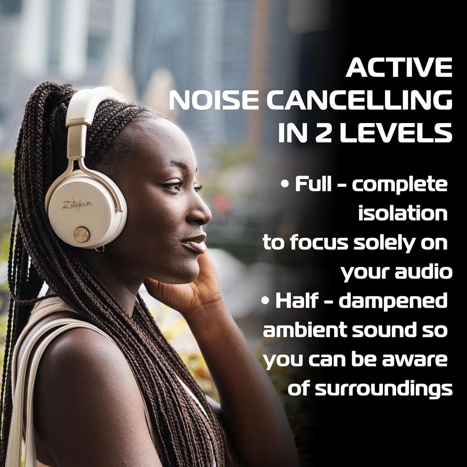 ZILDJIAN - ZXHP0032 - Bluetooth Headphones Alchem-E Perfect Tune Sandstorm - White - Sandstorm image number 5