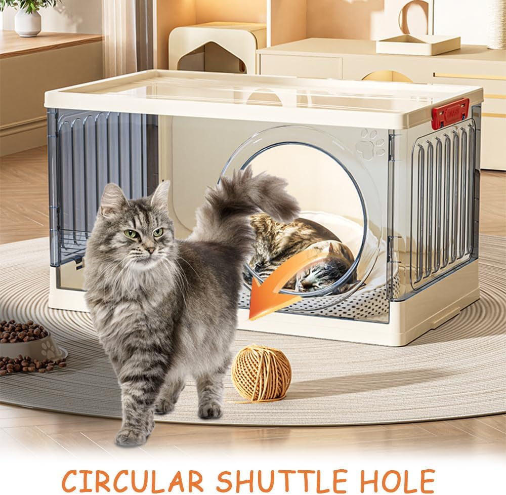 Multifunctional Cozy Cat House with Storage Cabinet, Easy Storage or Transport, Stackable and Portable, Spacious Enough, Perfect for Living Rooms, Bedrooms, Patios, Balconies, Ideal for Big Cats