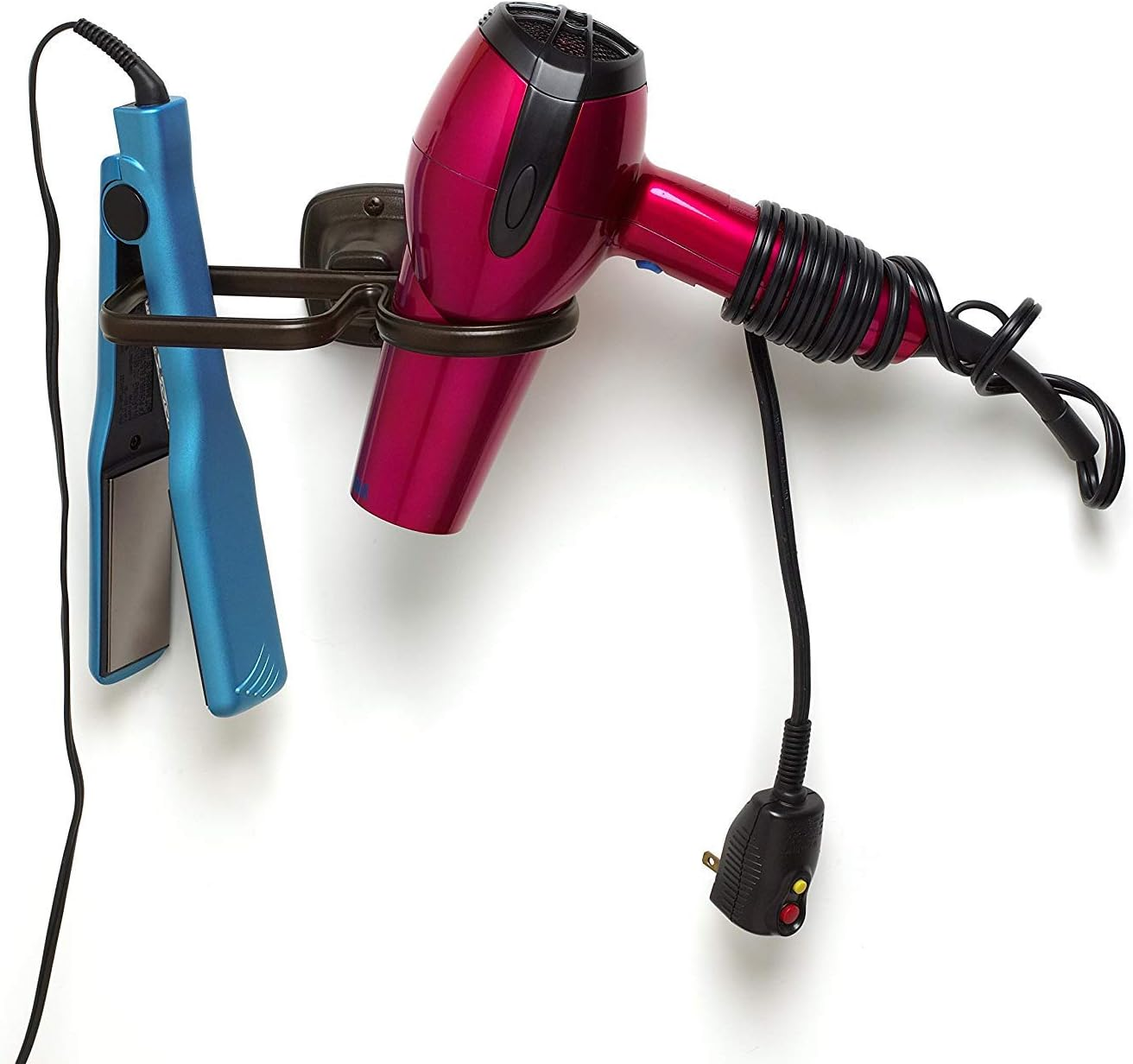 Spectrum 96524 Ashley Wall Mount Styling Station, Care Tool Holder Fits Hair Dryers, Flat Irons & Curling Wands, Stylish Bathroom Storage, Bronze - Chrome image number 6