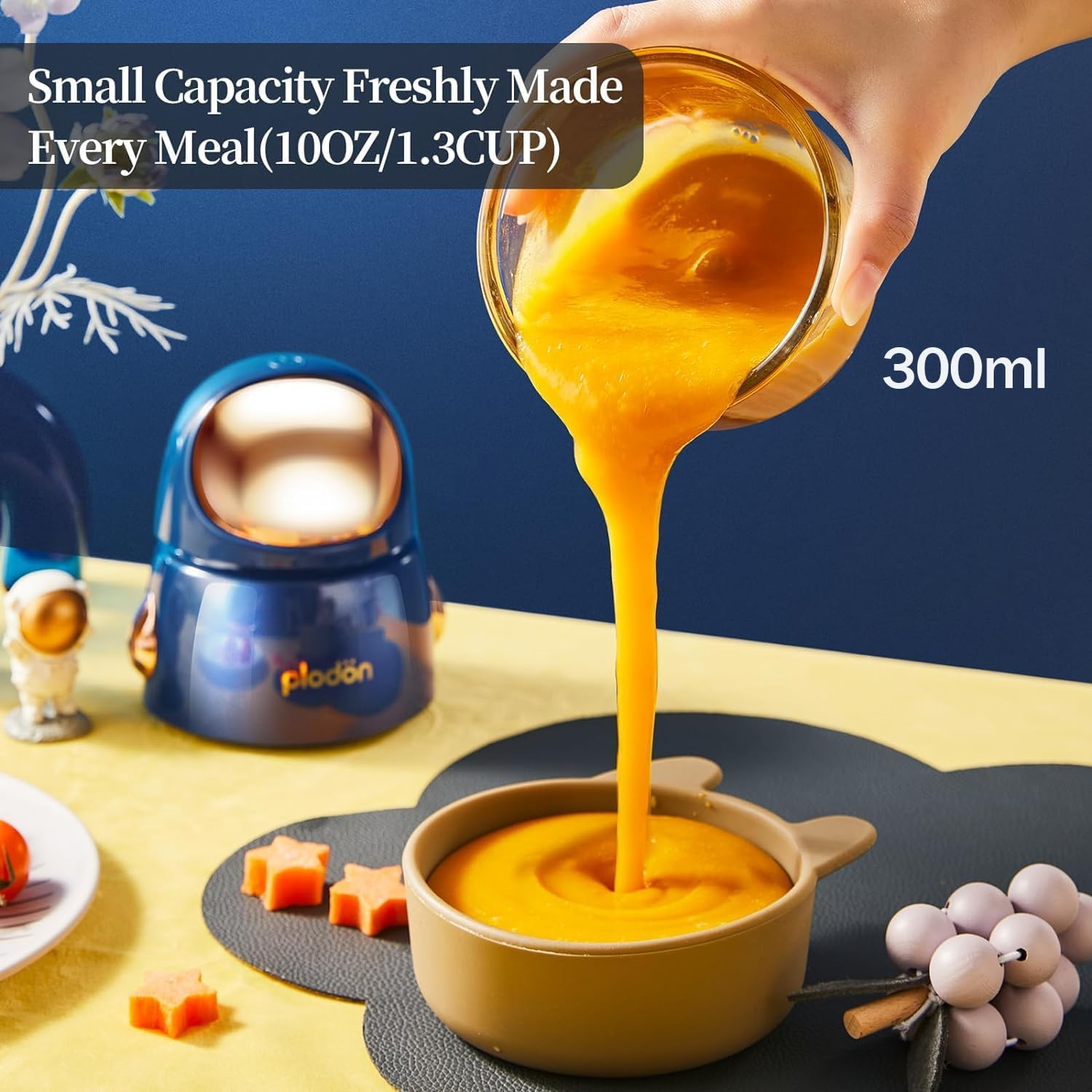 Baby Food Maker Mini Cute and Small Food Processor Puree Blender Grinder Chopper with 2 Glass Bowls(0.6L+0.3L) 8 Blades Electric (Without Battery) -2 Bowls image number 6