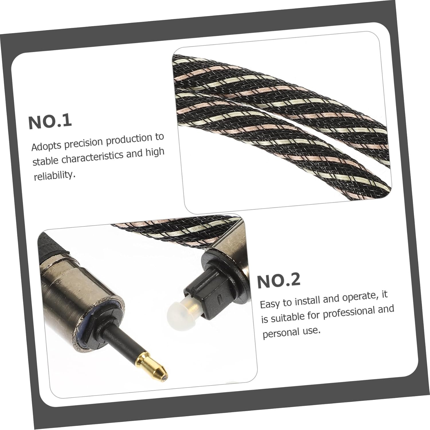 Digital Optical Audio Cable 1.5M Fiber Male to Male Cord for Sound Bar and Tv High-End Square round Connector Home Theater Audio Cable for Australian Users
