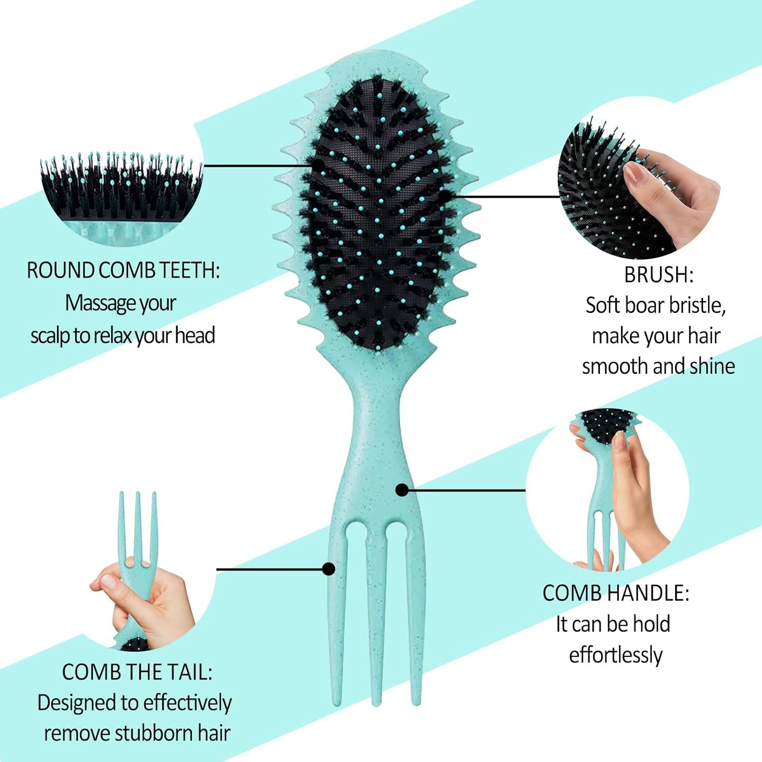 Curly Hair Brush, Curl Defining Brush, Curl Brush，2024 Newest Brush Less Pulling Styling Brush for Men and Women, Curl Define Styling Brush, Shaping & Defining Curls for Men Women(Green) image number 2