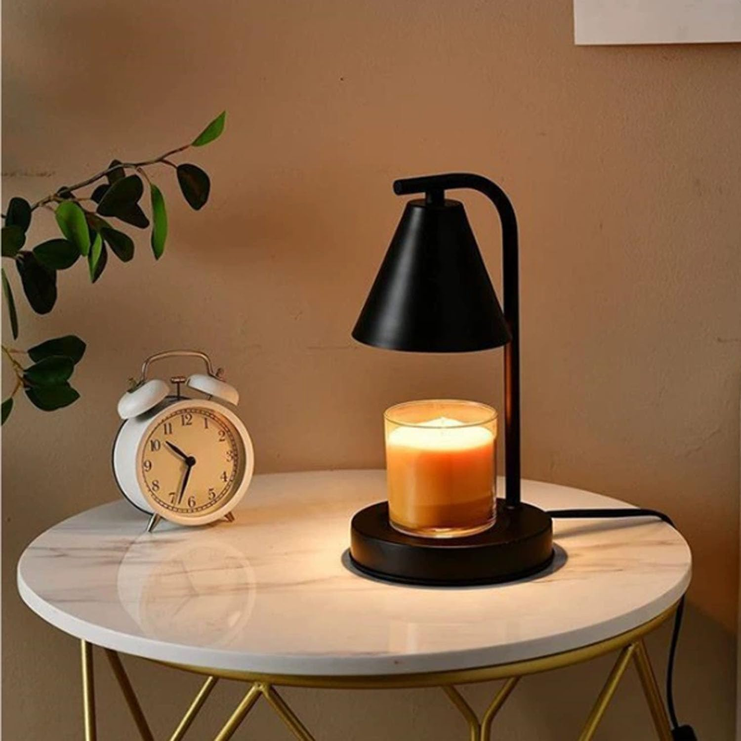 Black Flameless Candle Warmer for Large/Small Jar Candles &ndash; Adjustable Timer & Dimmable Bedside Lamp with 2 Bulbs, Electric Wax Melt Warmer for Home Fragrance & Ambience image number 3