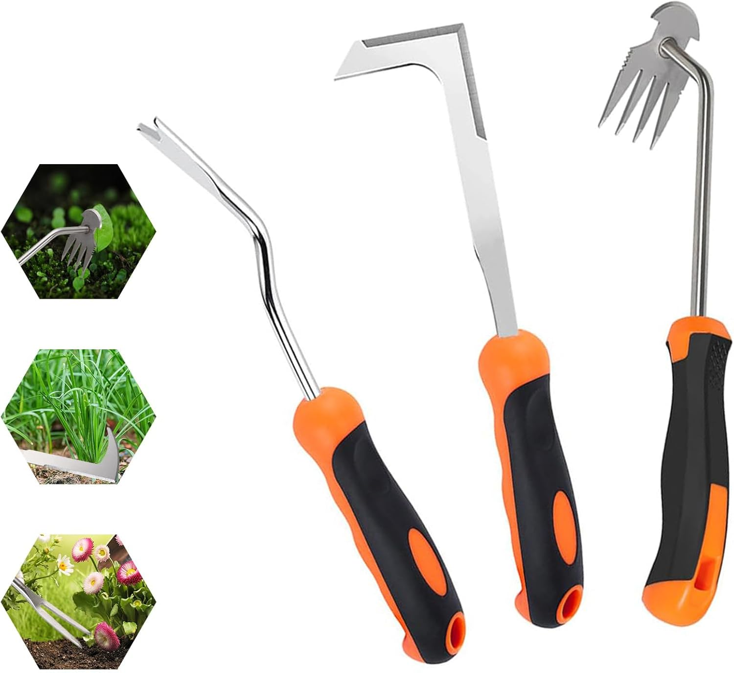 3 Pack Weed Puller Tool, Weeding Tool,Portable Garden Weeder Tool, Suitable for Removing Moss from Garden Lawns and Courtyards, Lawn Edgers, and Driveway/Sidewalk Tools image number 5