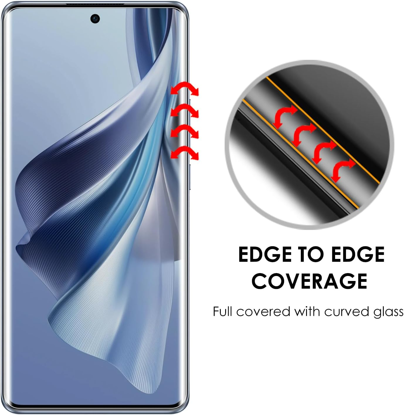 Akcoo Screen Protector for OPPO Reno10 5G,UV Tempered Glass - 3 Pack, Liquid Despersion Tech,Edge to Edge Coverage,Sensitive Touch