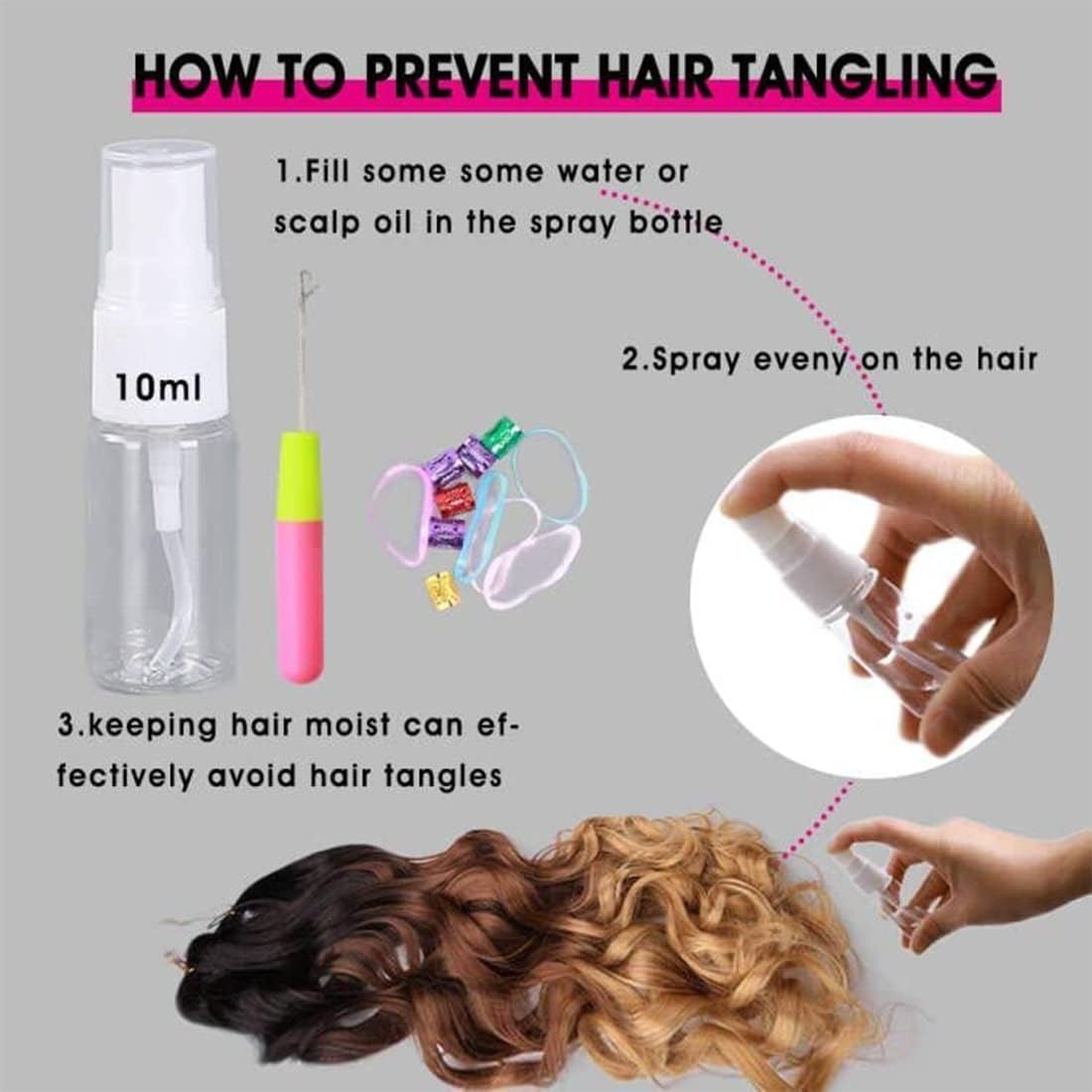 Wowcfyyds 8 Packs French Curl Braiding Hair 24 Inch Loose Wave Spiral Curly Braiding Hair Extensions 75G/Pack Soft French Curls Synthetic Hair Extensions for Braiding（33/30#） image number 5