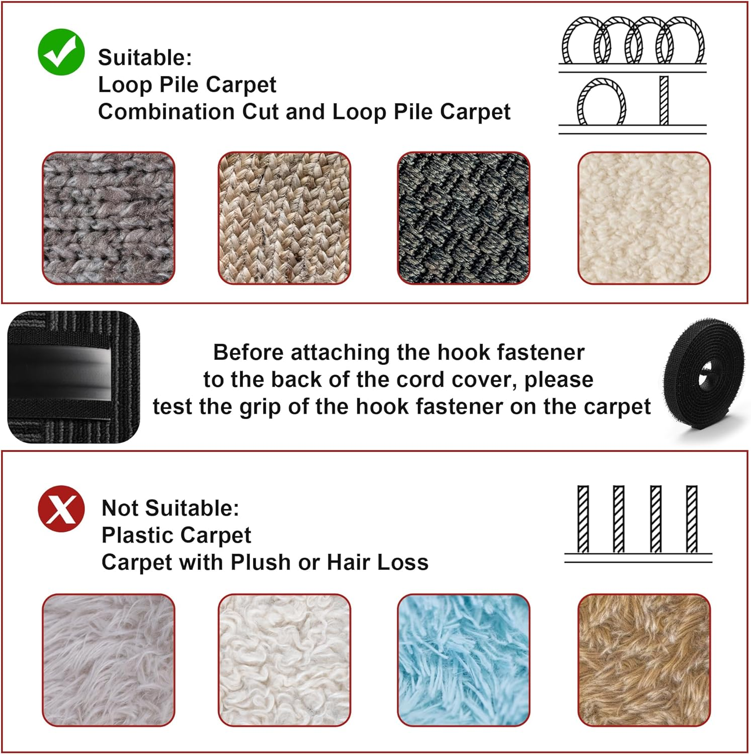 8.2Ft Cord Cover Floor, PVC Cord Covers for Wires on Floor, Soft Floor Cable Cover Cord Hider, Floor Cable Management Cable Protector for Commercial Office Carpet/Floors/Wall Black image number 5